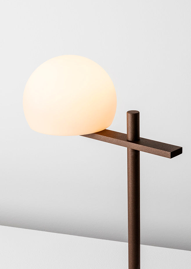 Circ Table Lamp, Poly Shade with Rust Body, LED, IP55