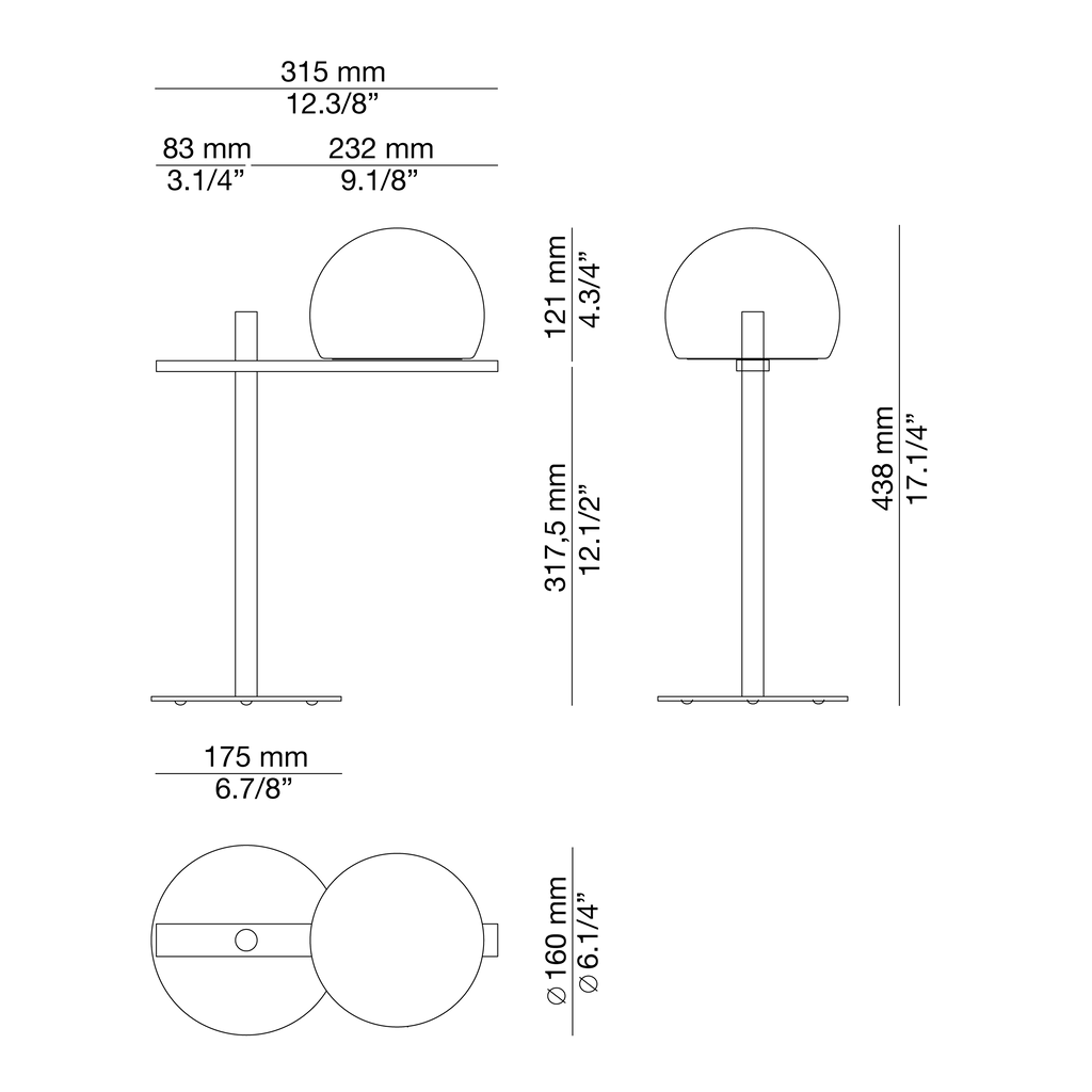 Circ Table Lamp, Glass Shade with Satin Gold, LED, IP20