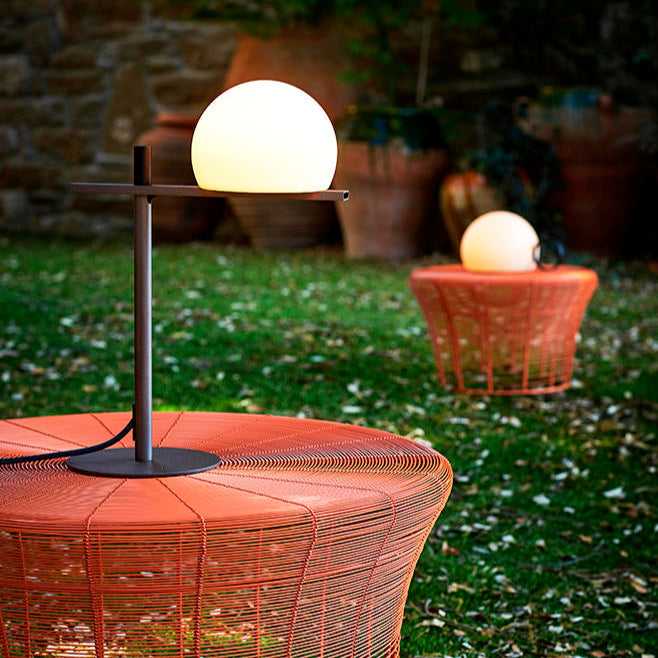 Circ Table Lamp, Poly Shade with Rust Body, LED, IP55