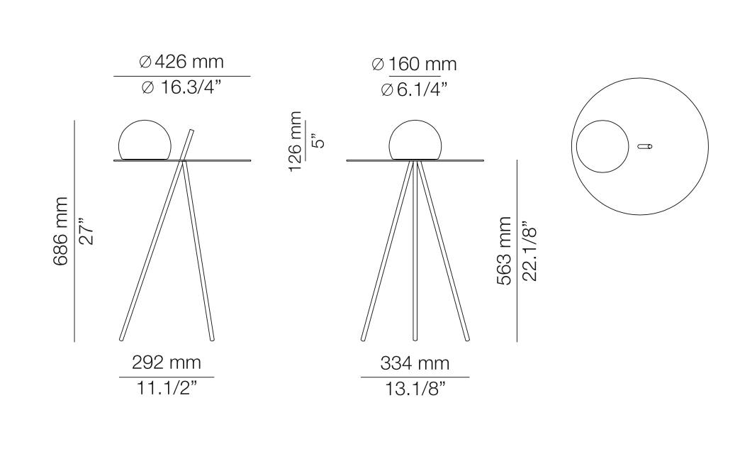 Circ Table with Built-In Light, Glass Shade, LED, IP20