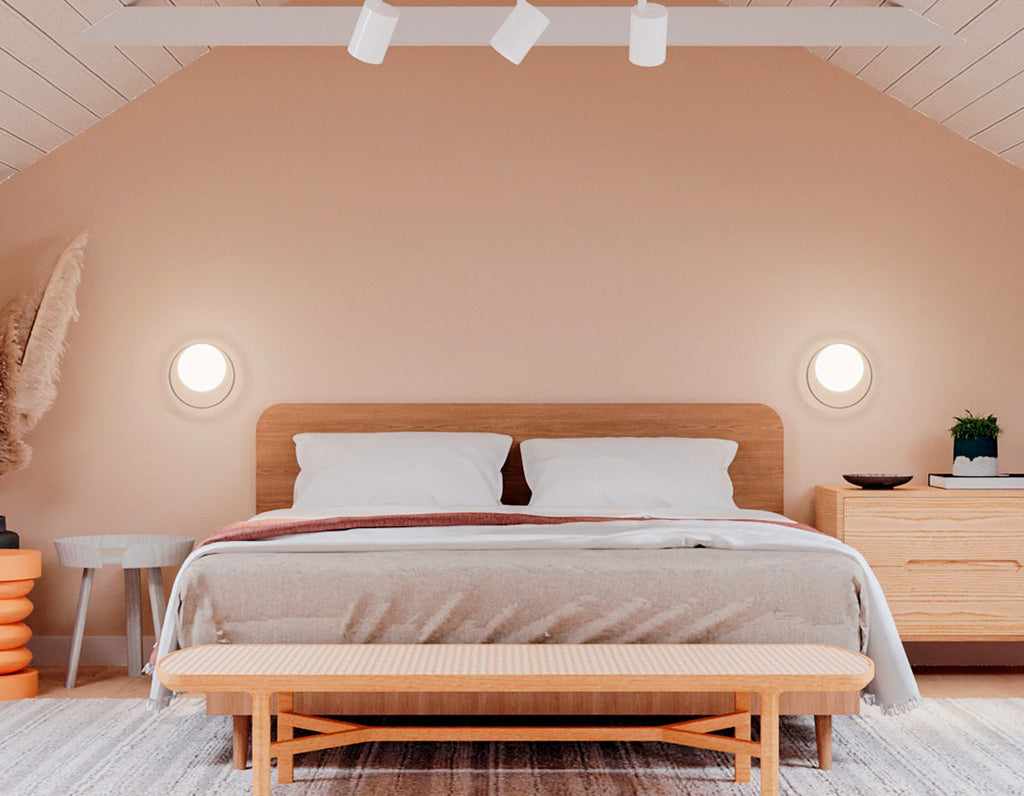 Circ Wall Light, White Glass with Gold Ring, LED, Triac Dim, IP20