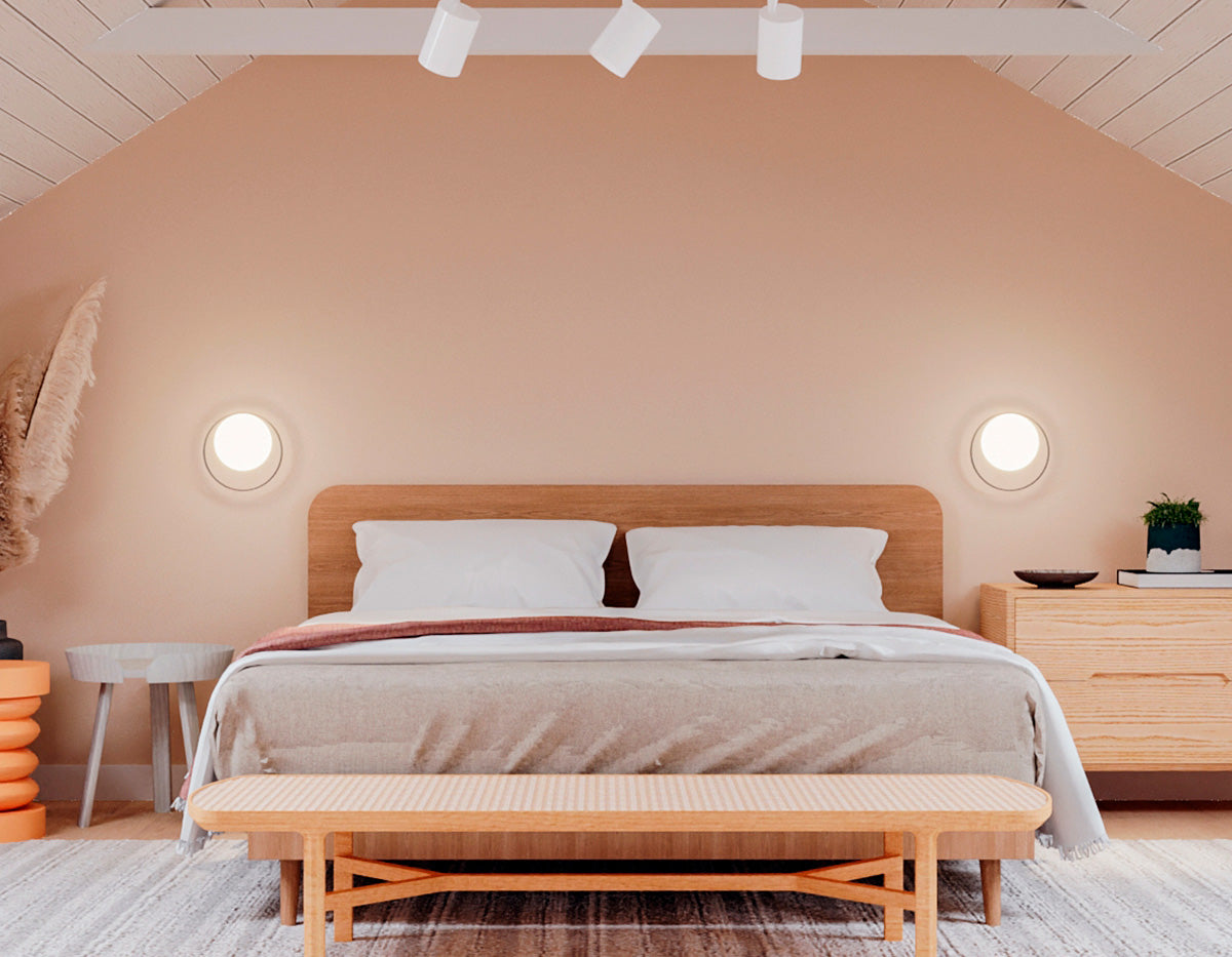 Circ Wall Light, White Poly with Rust Ring, LED, Triac Dim, IP55