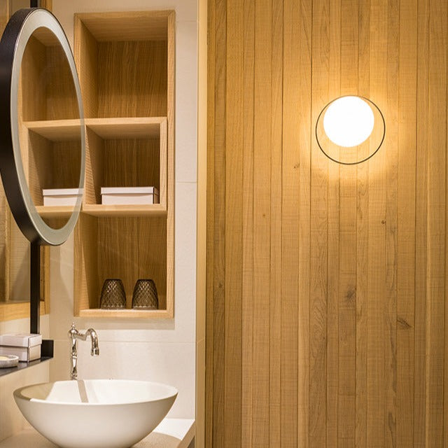 Circ Wall Light, White Poly with Rust Ring, LED, Triac Dim, IP55