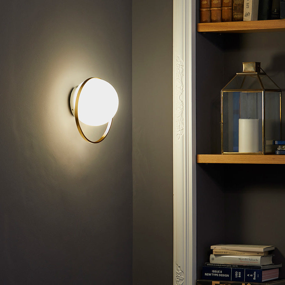 Circ Wall Light, White Glass with Black Ring, LED, Triac Dim, IP20