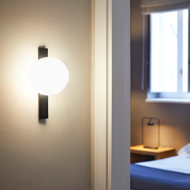 Circ Wall Light, White Glass with Black Strap, LED, Triac Dim, IP20