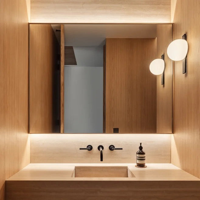 Circ Wall Light, White Glass with Black Strap, LED, Triac Dim, IP44