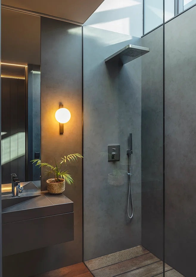 Circ Wall Light, White Glass with Black Strap, LED, Triac Dim, IP44