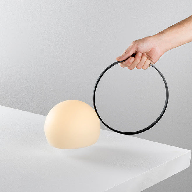 Circ Wireless Table Lamp, Poly Shade with Large Rust Ring, LED, IP67