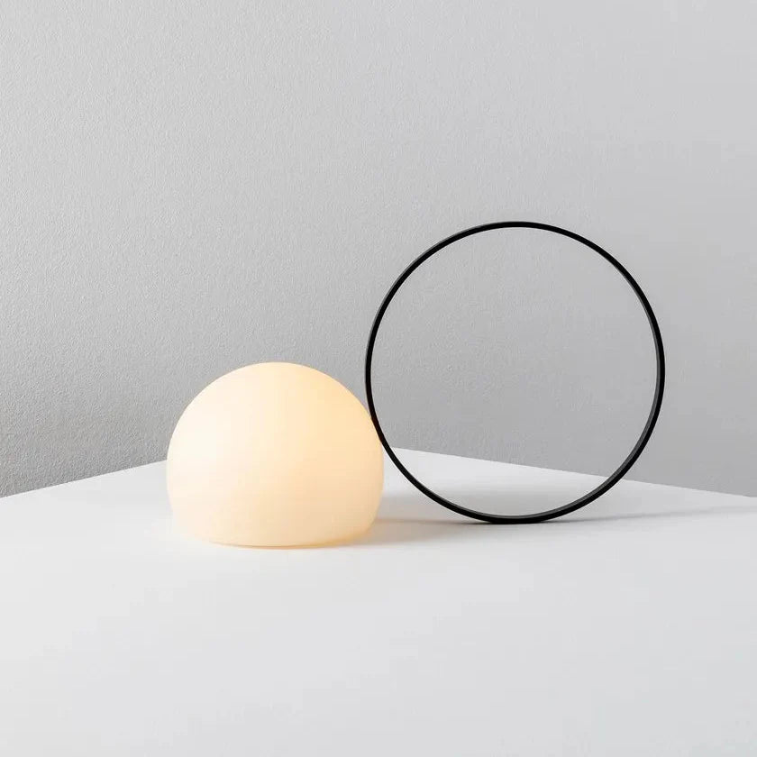 Circ Wireless Table Lamp, Poly Shade with Large Black Ring, LED, IP67