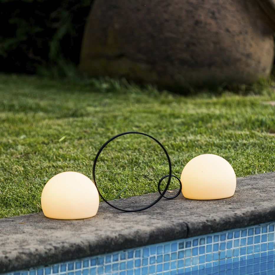 Circ Wireless Table Lamp, Poly Shade with Small Rust Ring, LED, IP67