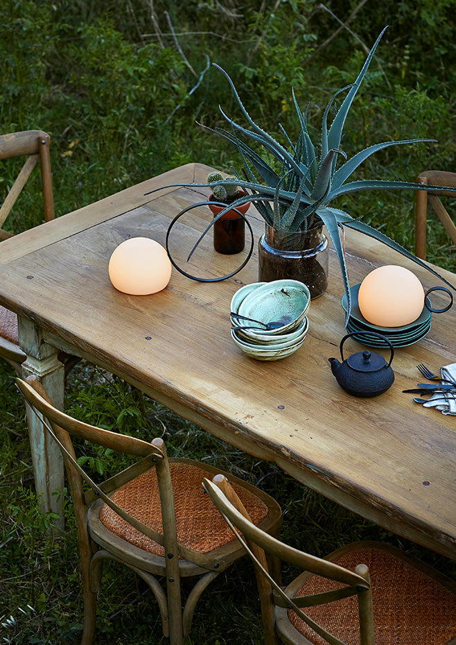 Circ Wireless Table Lamp, Poly Shade with Small Rust Ring, LED, IP67