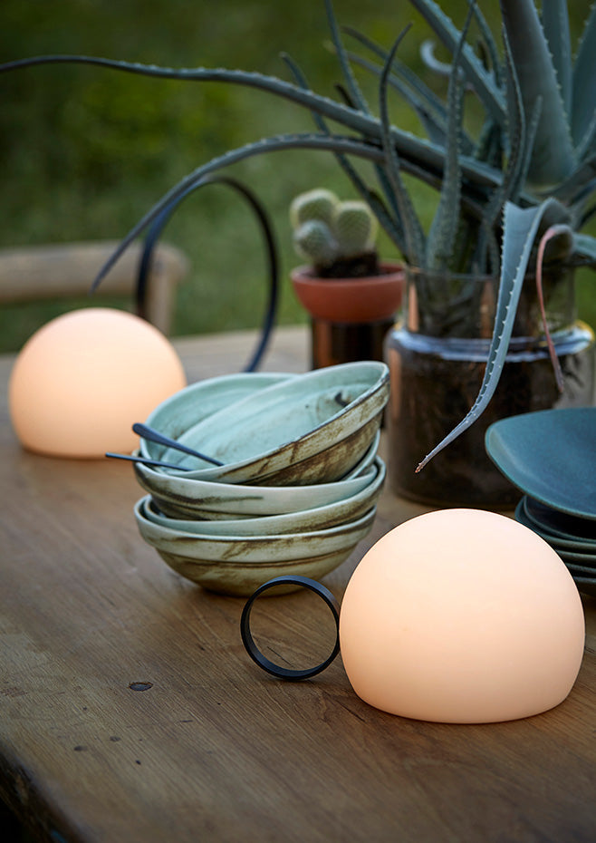 Circ Wireless Table Lamp, Poly Shade with Small Black Ring, LED, IP67