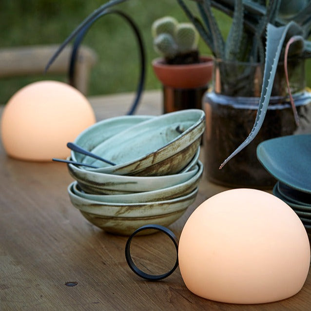 Circ Wireless Table Lamp, Poly Shade with Large Rust Ring, LED, IP67