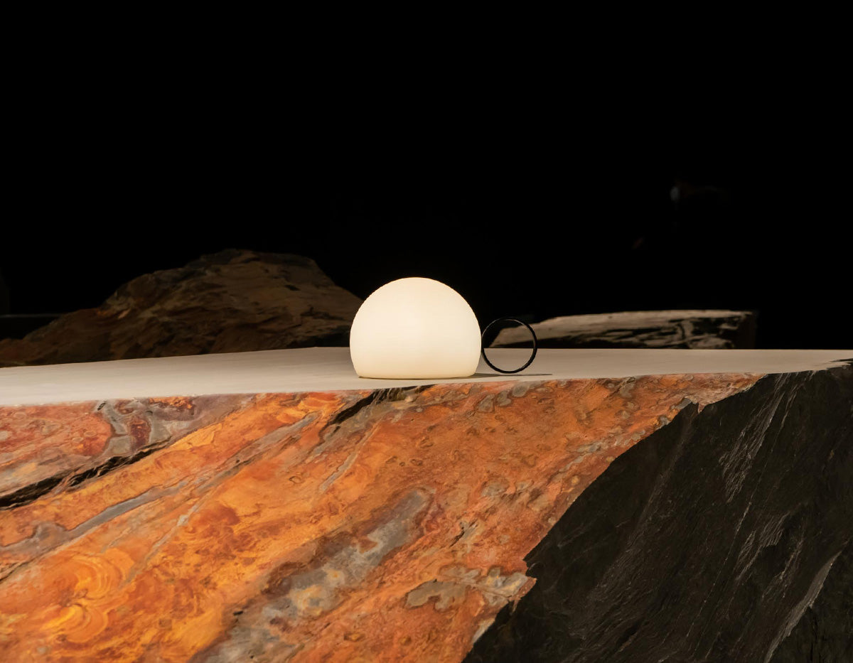 Circ Wireless Table Lamp, Poly Shade with Small Rust Ring, LED, IP67