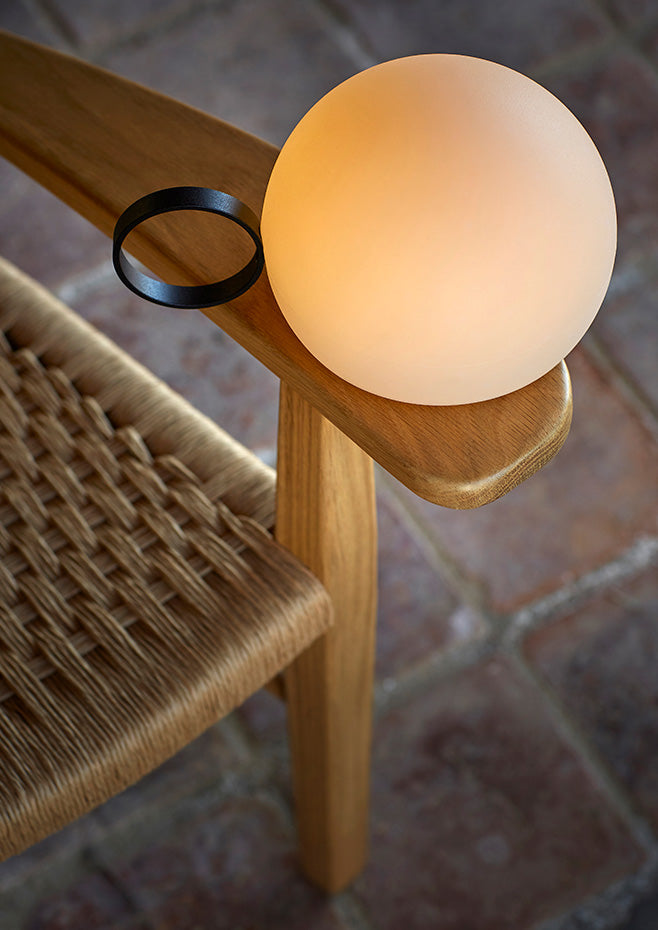 Circ Wireless Table Lamp, Poly Shade with Small Black Ring, LED, IP67