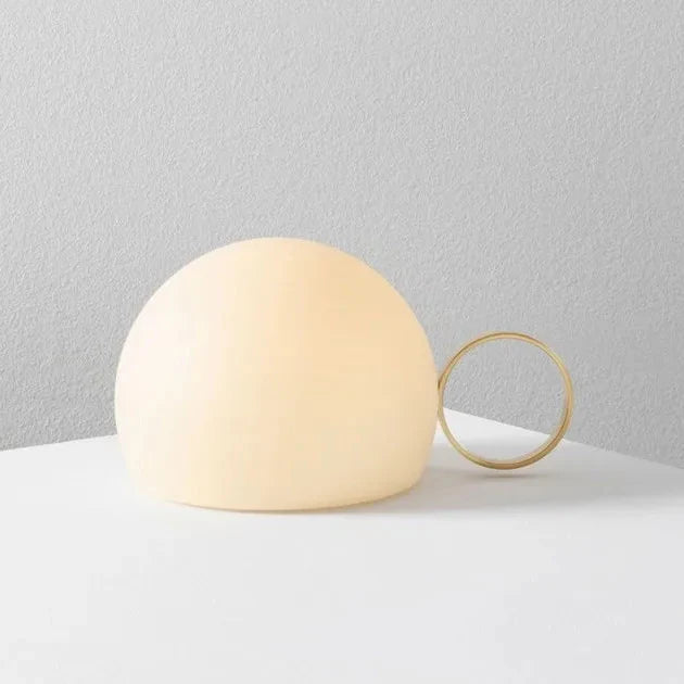 Circ Wireless Table Lamp, Poly Shade with Small Gold Ring, LED, IP67 INDOOR ONLY