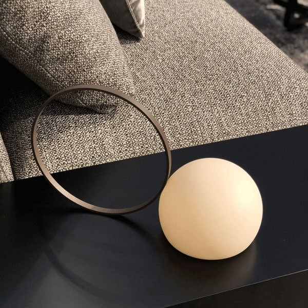 Circ Wireless Table Lamp, Poly Shade with Large Gold Ring, LED, IP67 INDOOR ONLY