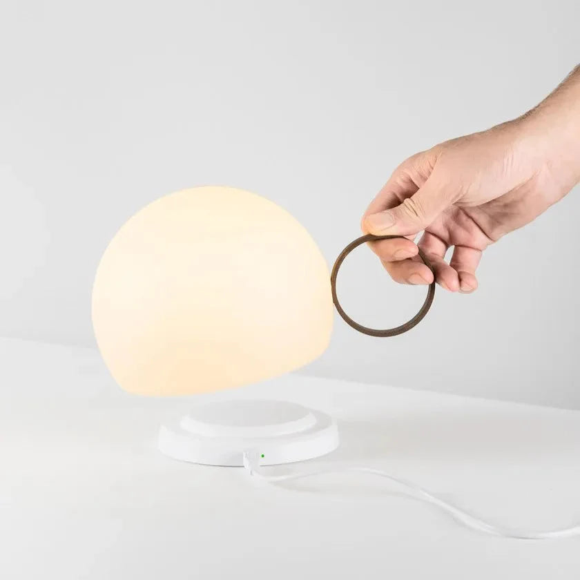 Circ Wireless Table Lamp, Poly Shade with Small Gold Ring, LED, IP67 INDOOR ONLY