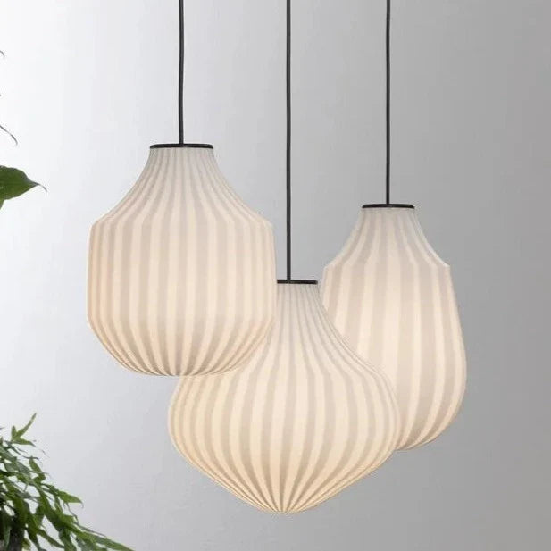 Circus pendant light, white filigree handblown glass, wide, E27, Triac Dim, IP20