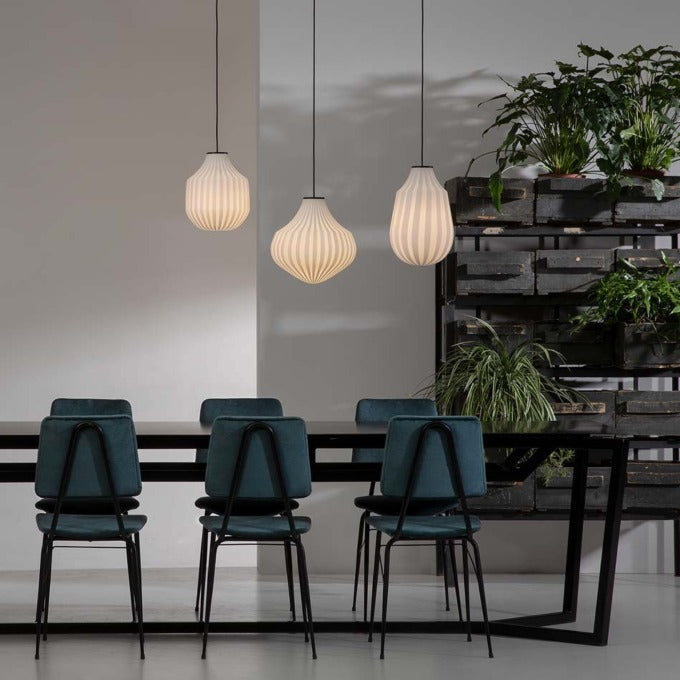 Circus pendant light, white filigree handblown glass, wide, E27, Triac Dim, IP20