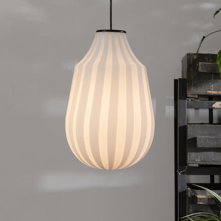 Circus pendant light, white filigree handblown glass, oblong, E27, Triac Dim, IP20