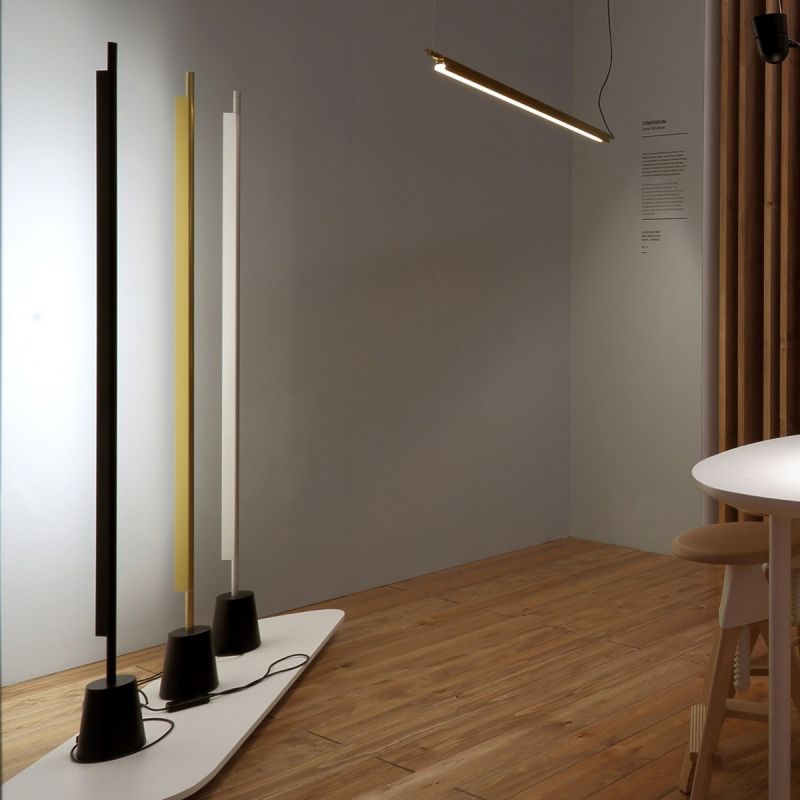 Compendium Linear Floor Lamp, Brass, LED, 37W, Foot Dimmer, IP20