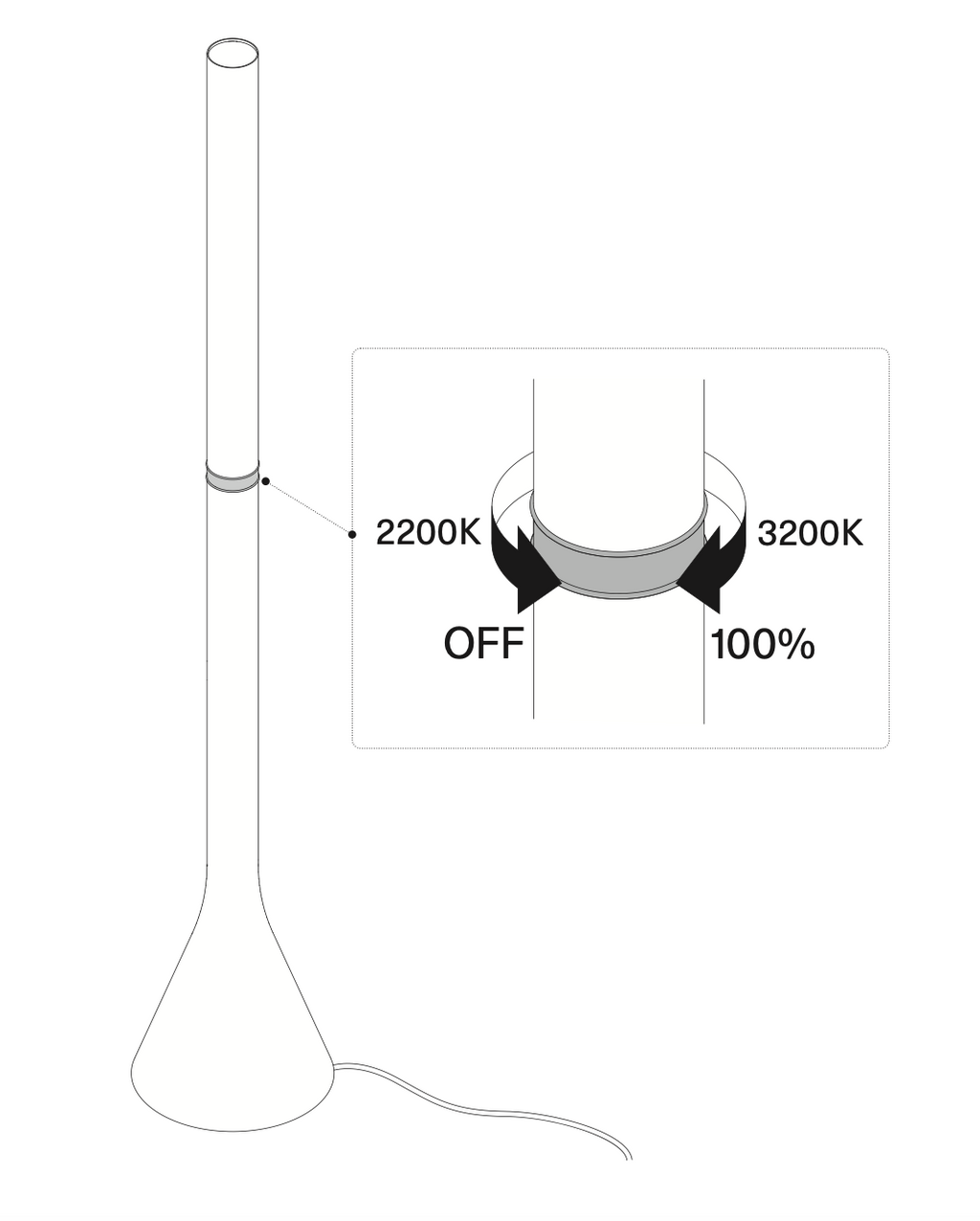 Croma Floor Lamp, Ombre Glossy Bronze Chrome, LED, Touch Dim, IP20