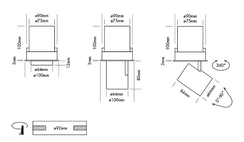 Cuckoo Extendable Spot Light, Adjustable, 90, White with Gold, 11W, LED, Dim, IP40