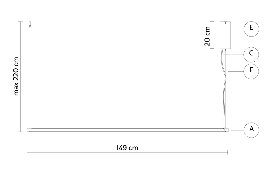 Cupido Pendant, Linear, LED Tunable White, App Dim, IP20