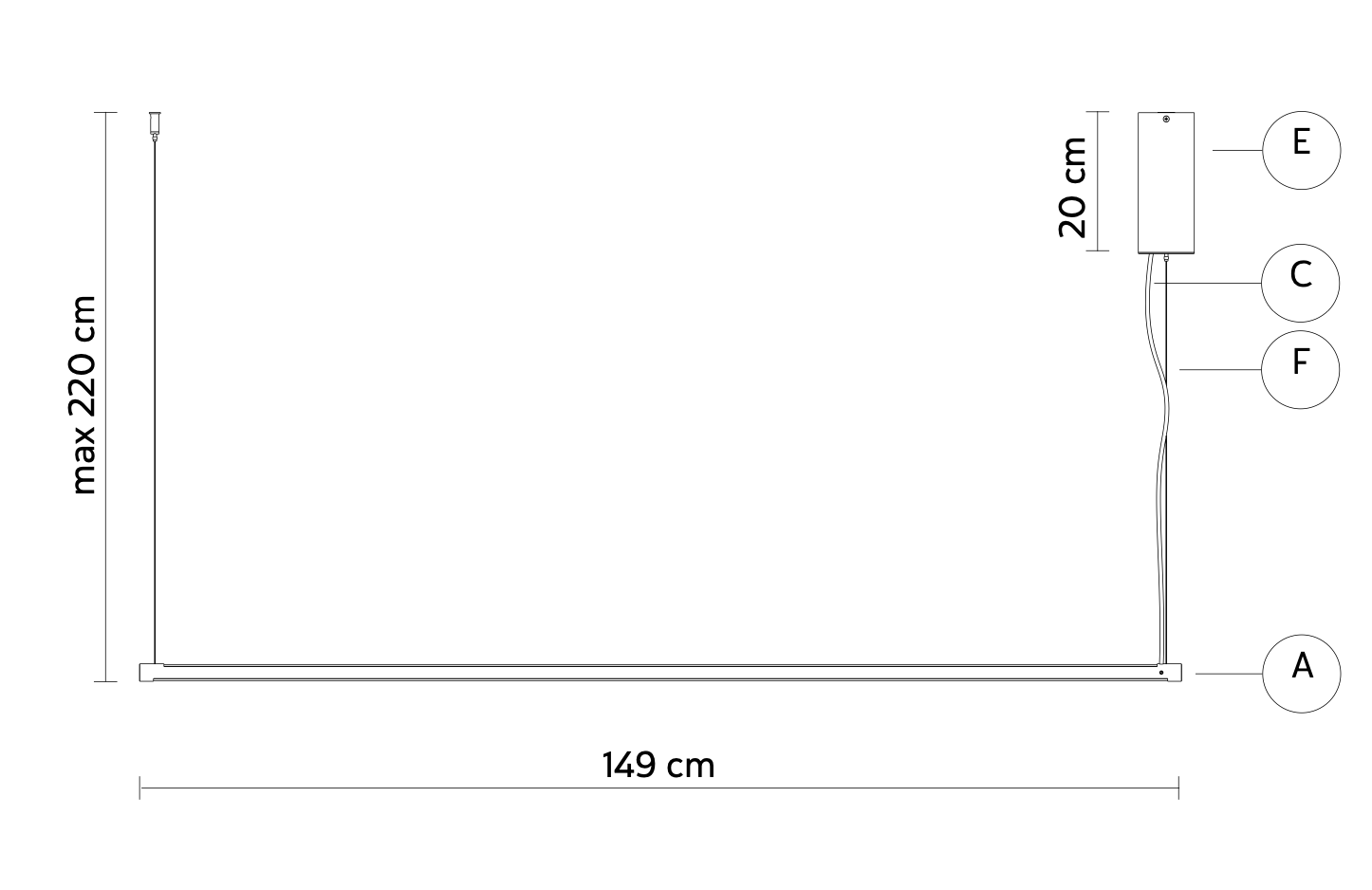 Cupido Pendant, Linear, LED Tunable White, App Dim, IP20