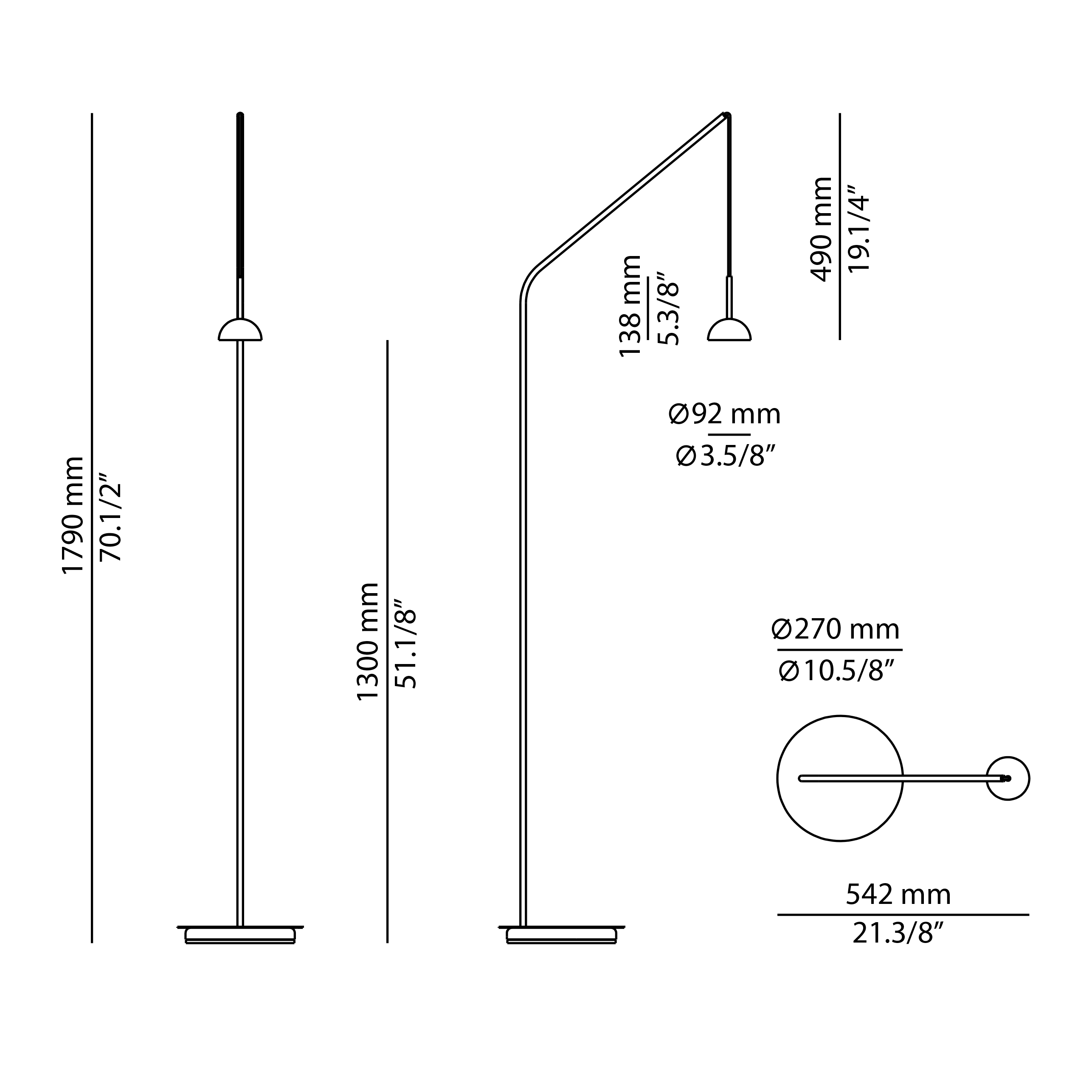 Cupolina Reading Floor Lamp, Black, LED, On/Off, IP20