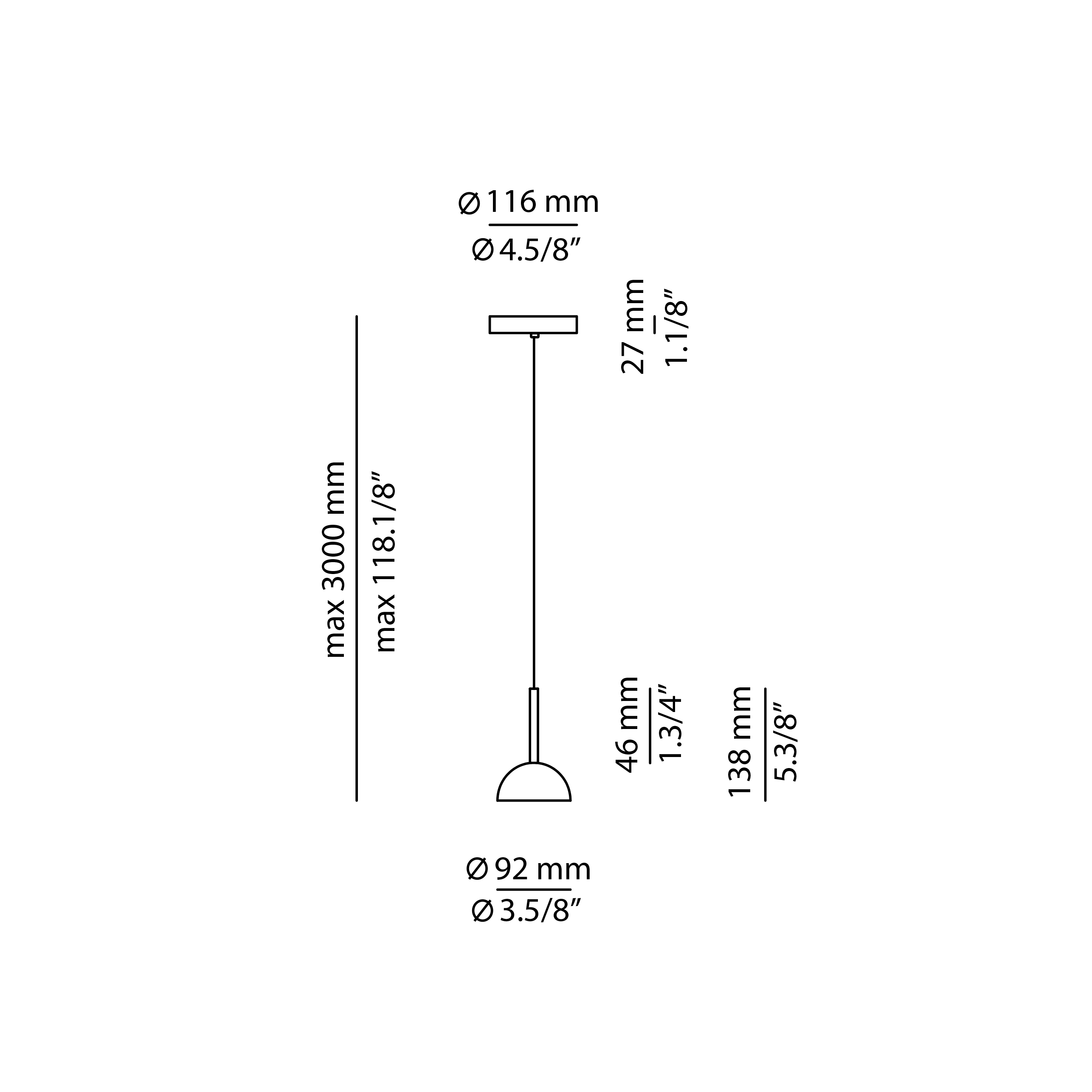 Cupolina Pendant, Terracotta, LED, Surface Mount, On/Off, IP20