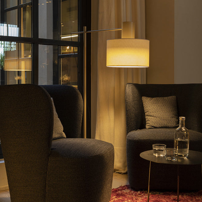 Cyls Reading Floor Lamp with Shade, Beige, Adjustable, E27, IP20