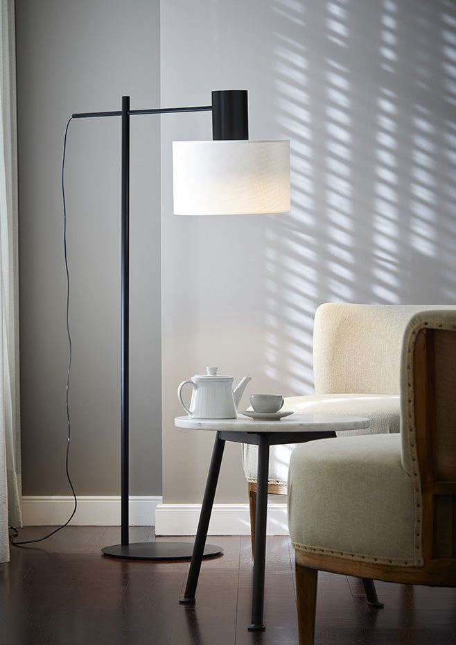 Cyls Reading Floor Lamp with Shade, Black, Adjustable, E27, IP20
