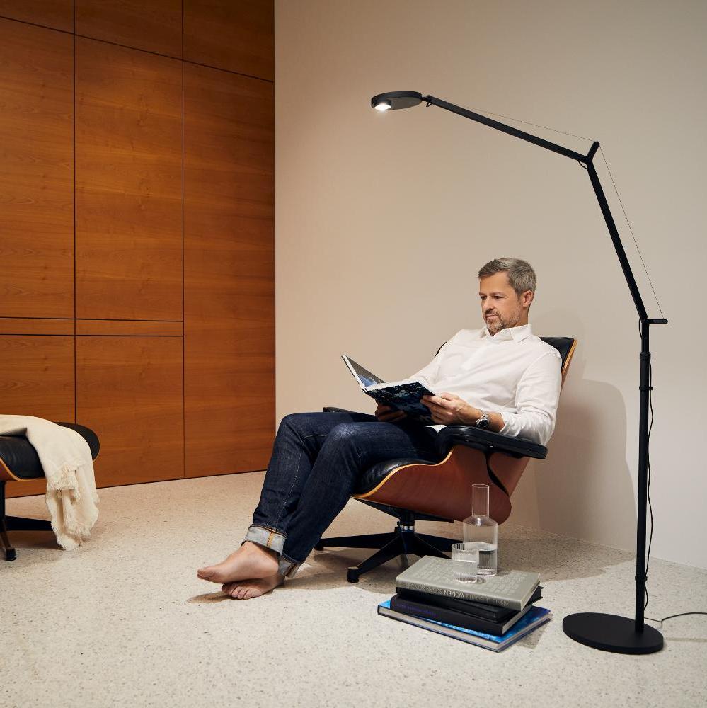 Demetra Adjustable Reading Floor Lamp, Anthracite, LED, Touch Dimmer, IP20