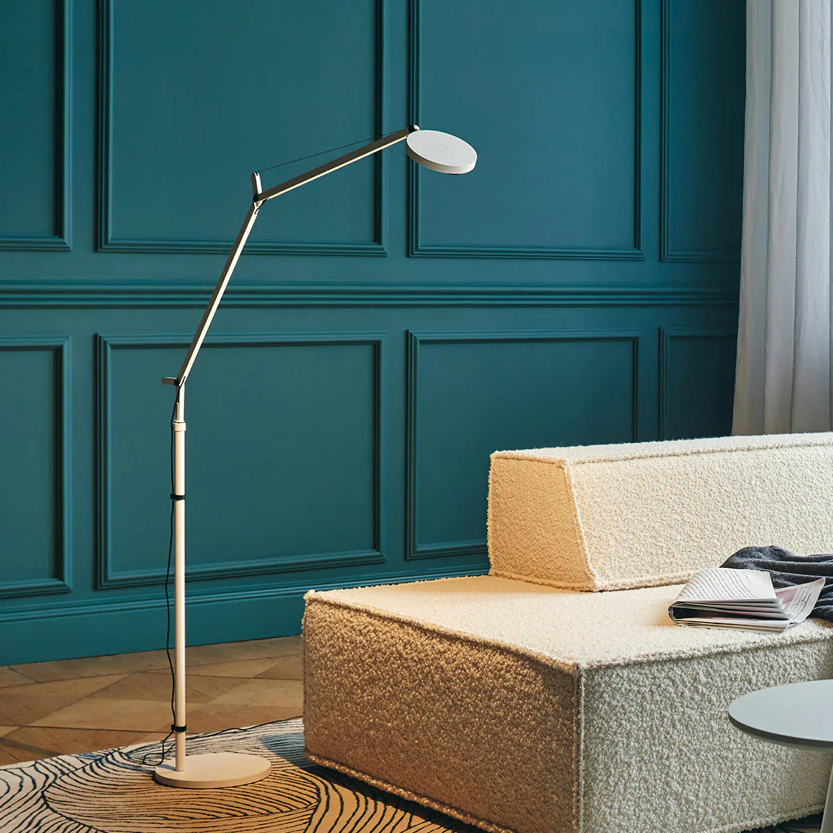Demetra Adjustable Reading Floor Lamp, White, LED, Touch Dimmer, IP20