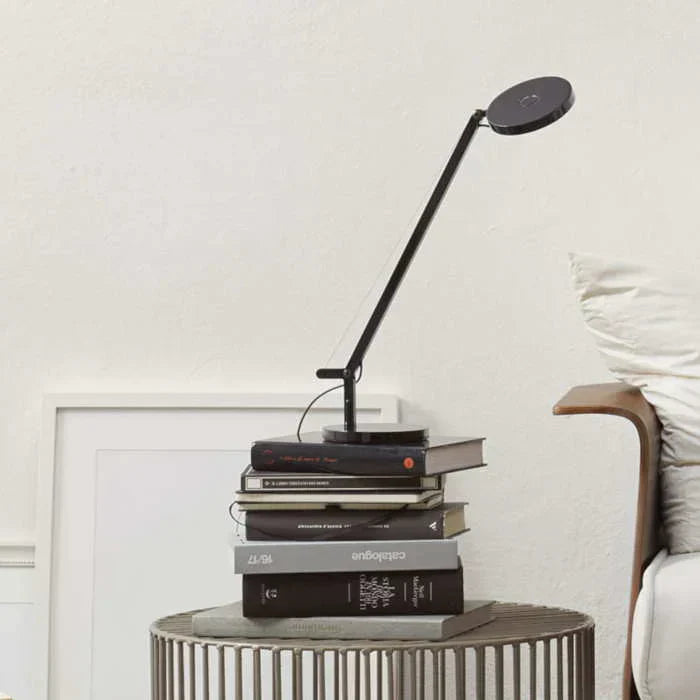 Demetra Single Arm Adjustable Reading Table Lamp, White, LED, Touch Dimmer, IP20