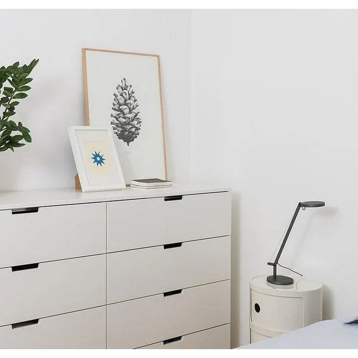 Demetra Single Arm Adjustable Reading Table Lamp, White, LED, Touch Dimmer, IP20