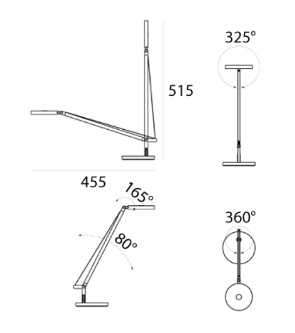 Demetra Single Arm Adjustable Reading Table Lamp, Anthracite, LED, Touch Dimmer, IP20