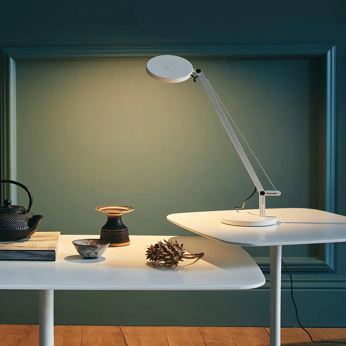 Demetra Single Arm Adjustable Reading Table Lamp, Black, LED, Touch Dimmer, IP20