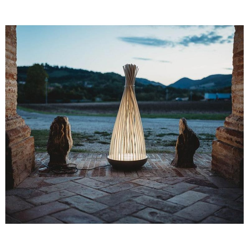 Don't Touch outdoor floor lamp with top tied