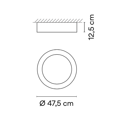 Duo Ceiling, Round Flat Small, 47.5 cm ø, Cream with Wood Interior, 26.5W, LED, Dim