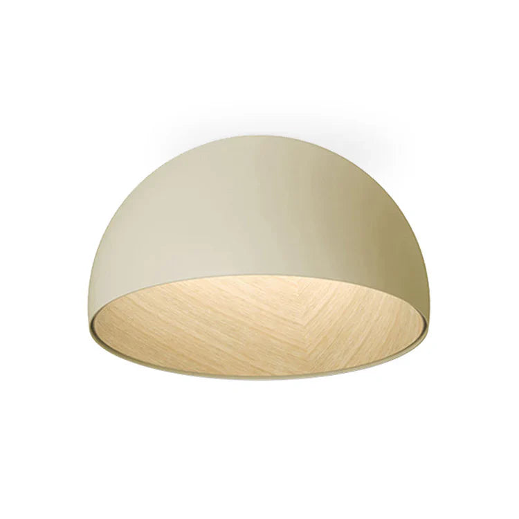 Duo Ceiling, Dome Straight Large, 70 cm ø, Cream with Wood Interior, 26.5W, LED, Dim