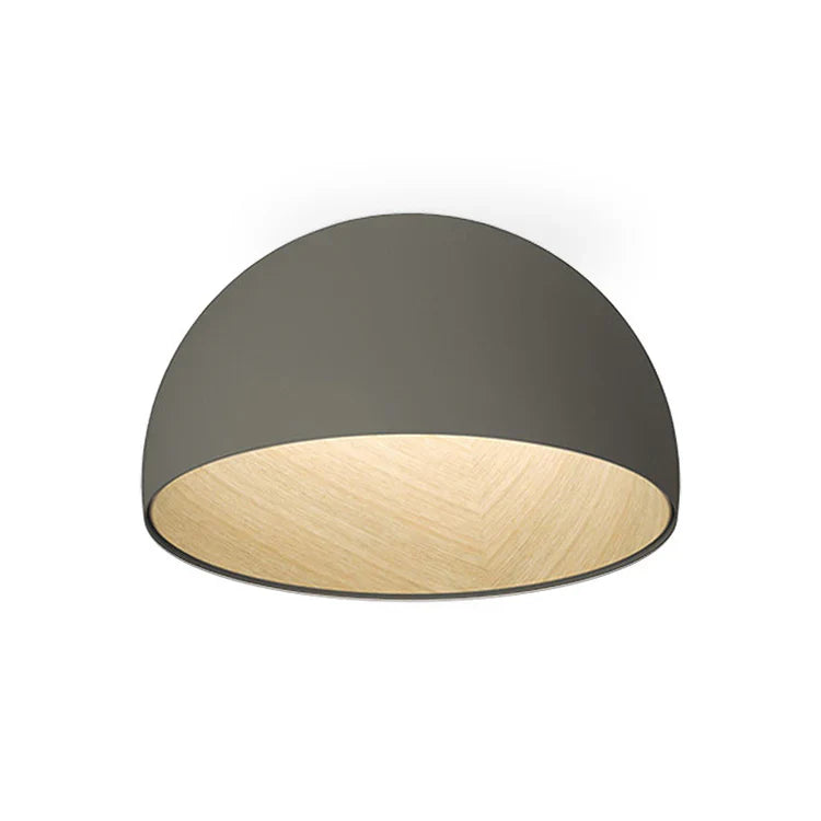 Duo Ceiling, Dome Straight Large, 70 cm ø, Graphite with Wood Interior, 26.5W, LED, Dim