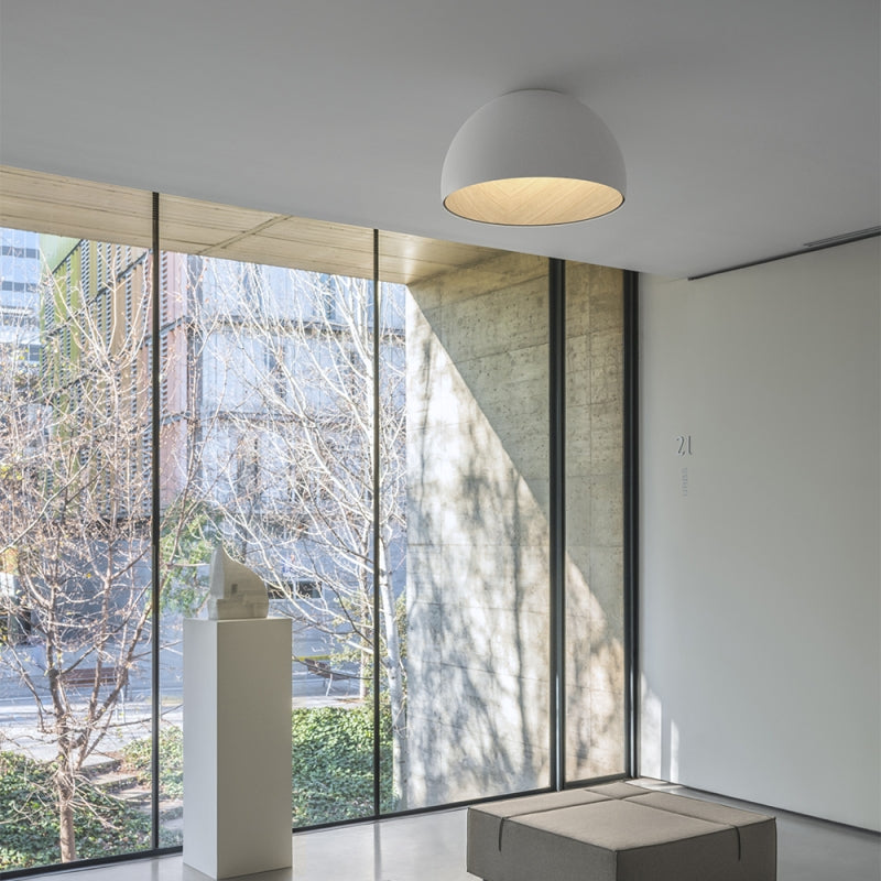 Duo Ceiling, Dome Straight Large, 70 cm ø, Graphite with Wood Interior, 26.5W, LED, Dim