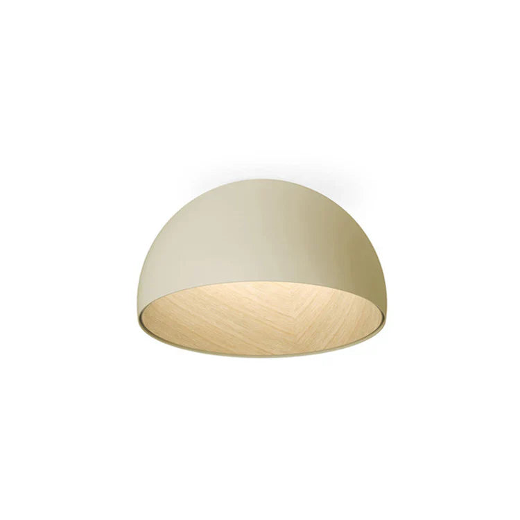 Duo Ceiling, Dome Straight Small, 35 cm ø, Cream with Wood Interior, 12W, LED, Dim