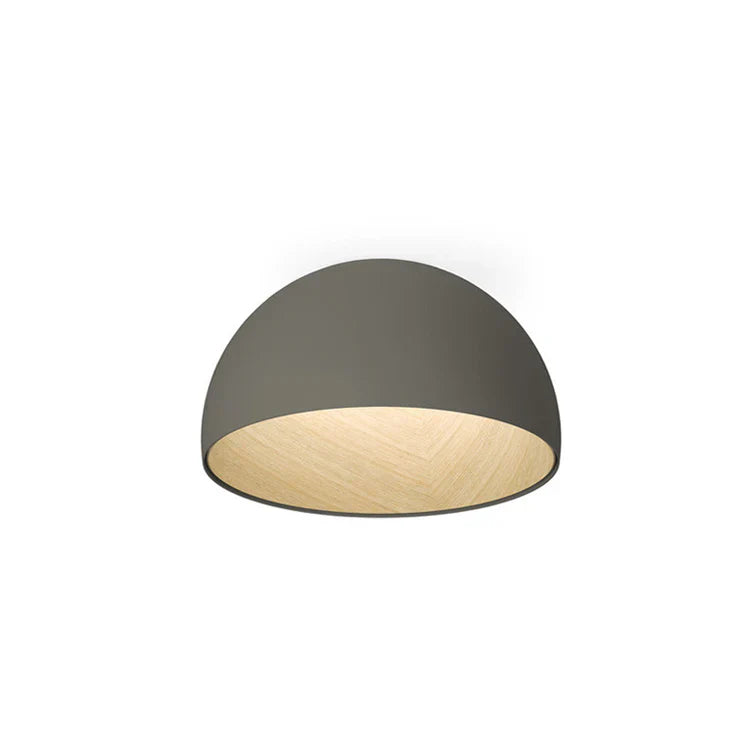 Duo Ceiling, Dome Straight Small, 35 cm ø, Graphite with Wood Interior, 12W, LED, Dim