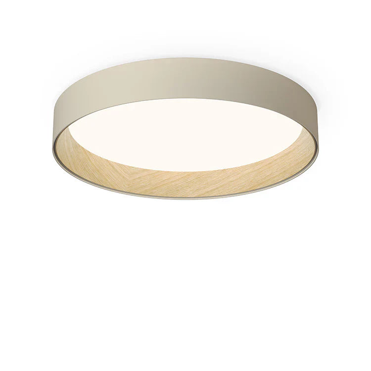 Duo Ceiling, Round Flat Large, 78.5 cm ø, Cream with Wood Interior, 50W, LED, Dim