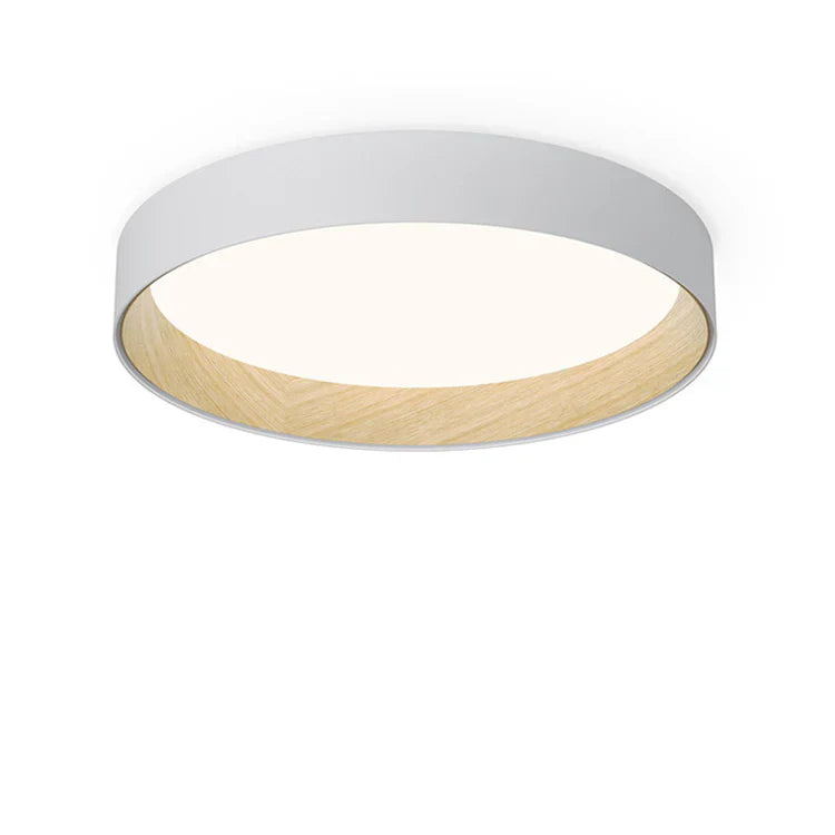 Duo Ceiling, Round Flat Large, 78.5 cm ø, White with Wood Interior, 50W, LED, Dim