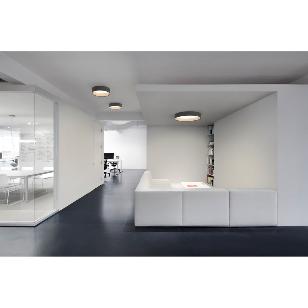 Duo Ceiling, Round Flat Small, 47.5 cm ø, Cream with Wood Interior, 26.5W, LED, Dim